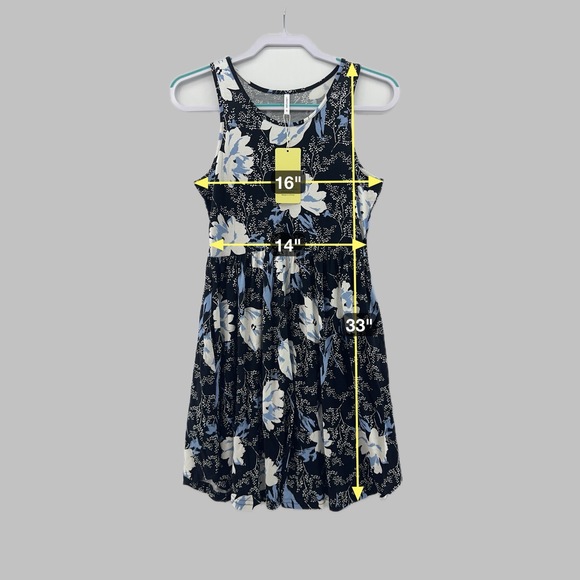 Floral Sleeveless Dress Black / White / Blue Women's Small Athleisure‎ Flowy NWT - Picture 3 of 7